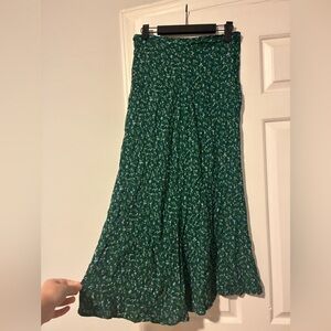 Reformation Green Maxi A-Line Skirt Pleated Casual